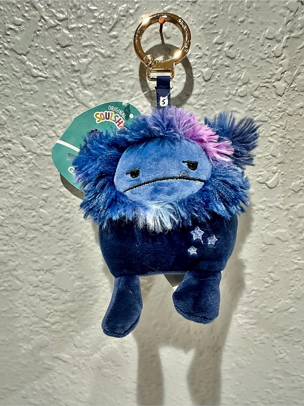 Squishmallows Galileo the Bigfoot Clip Blue & Purple Plush Keychain “Chaser”